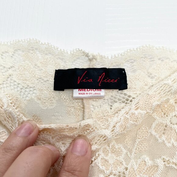 Via Nicci Lace Chiffon Maxi Nightgown White Ivory Size Medium | Coquette Retro - Picture 6 of 10